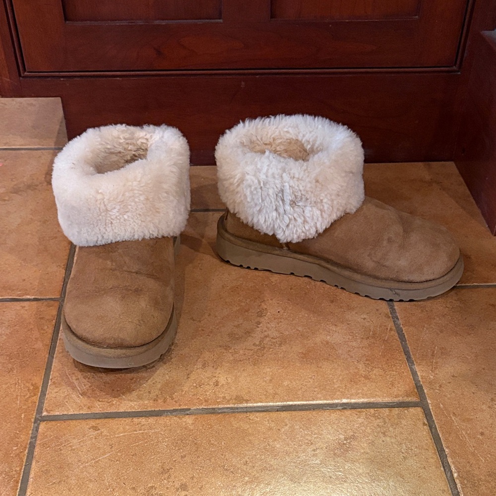 UGG Tan and Cream Shearling Boots